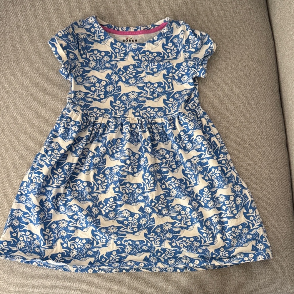 Boden Blue and Cream Kids Dress